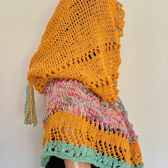 Hand Knits 2 Love Cotton Hoodie Cowl Designer Boho main image 7